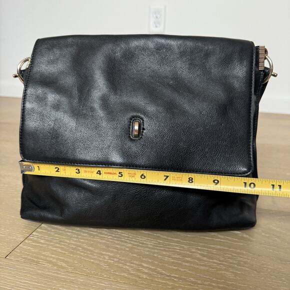 Vince Camuto Black Pebbled Leather Snap & Zip Shoulder Bag Purse - Picture 5 of 13